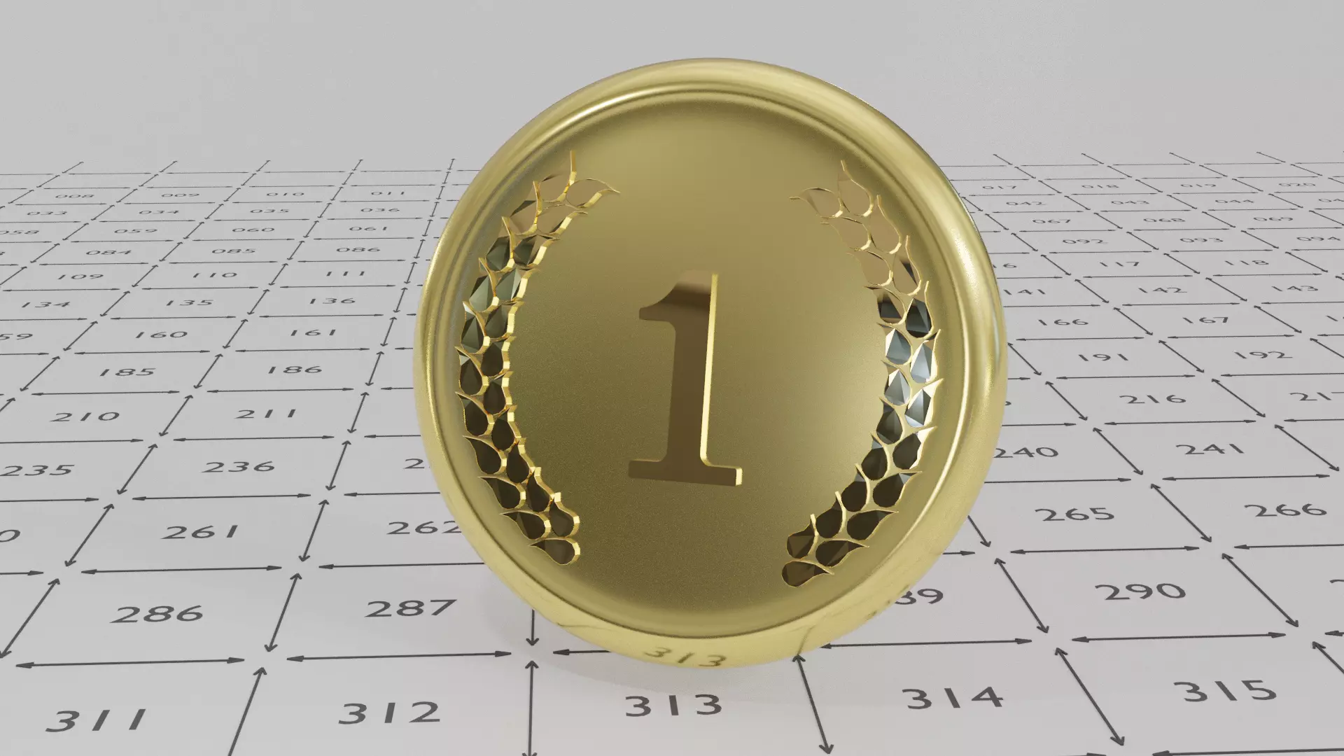 Shiny Gold Medal with Ornament Low-poly 3D model_0