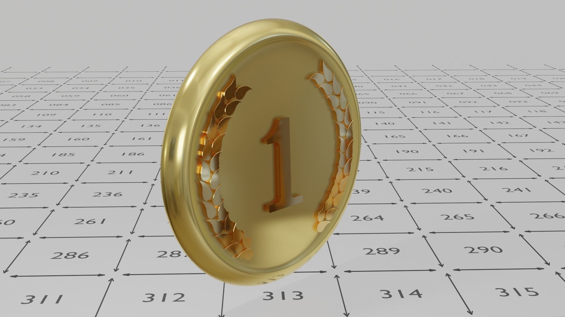 Shiny Gold Medal with Ornament Low-poly 3D model_11