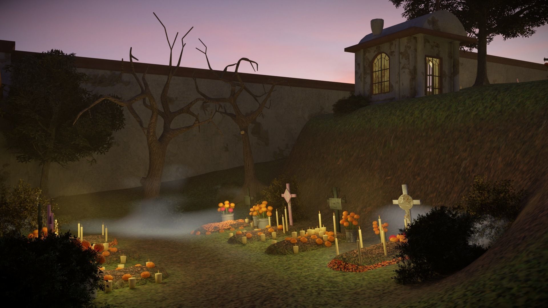 Day of the Dead Graveyard Low-poly 3D model_7