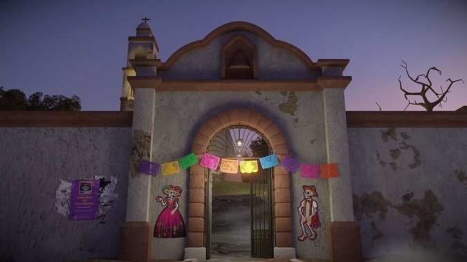 Day of the Dead Graveyard Low-poly 3D model