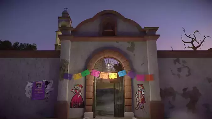 Day of the Dead Graveyard Low-poly 3D model