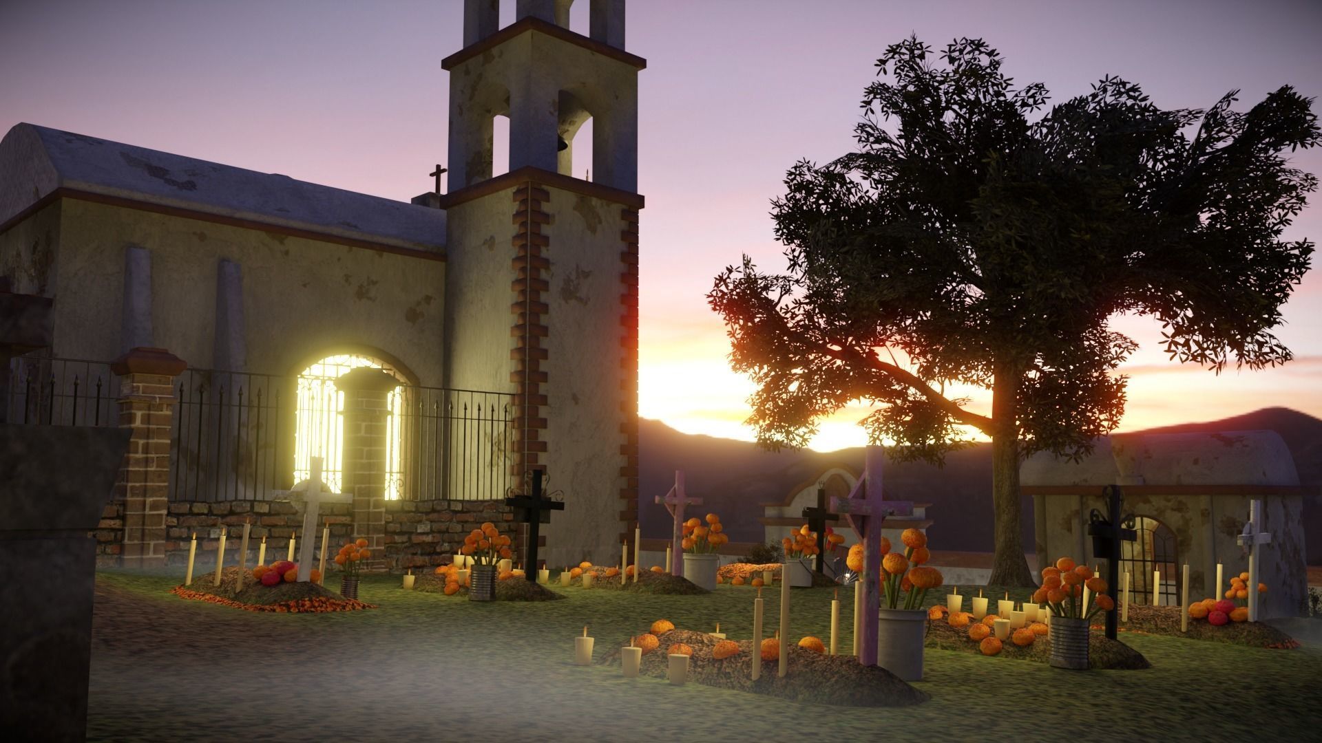 Day of the Dead Graveyard Low-poly 3D model_2