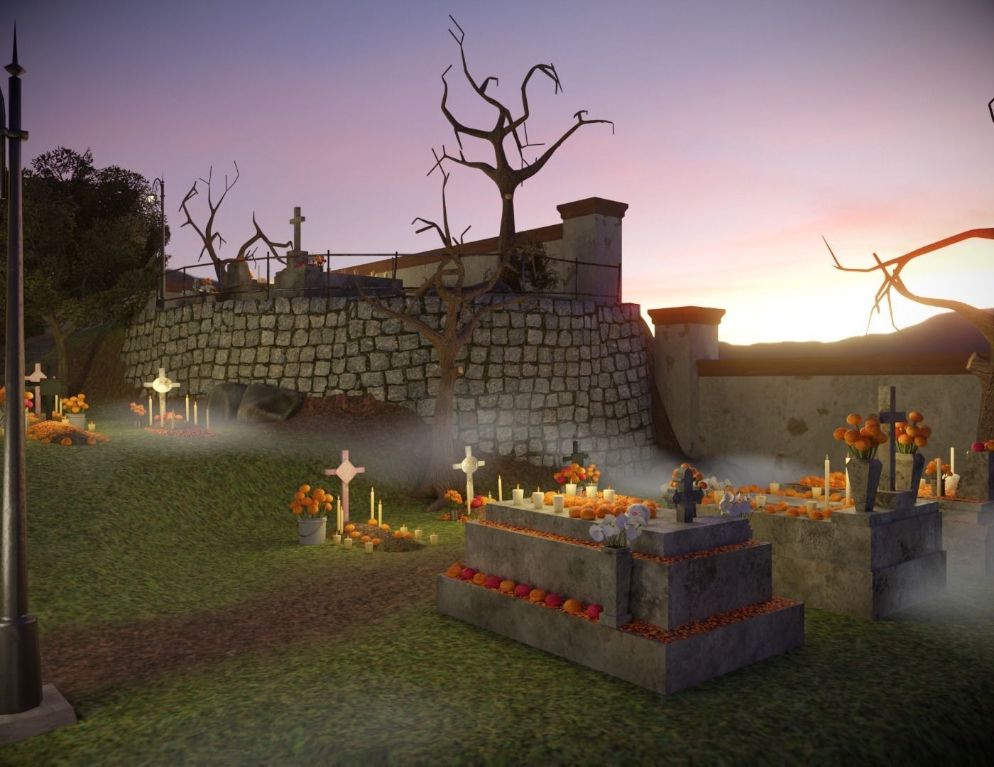 Day of the Dead Graveyard Low-poly 3D model_3