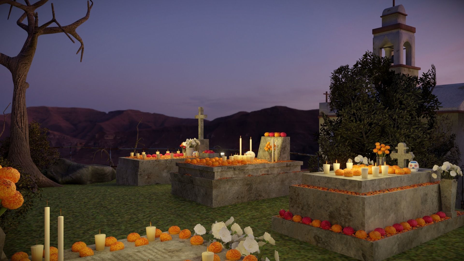Day of the Dead Graveyard Low-poly 3D model_4