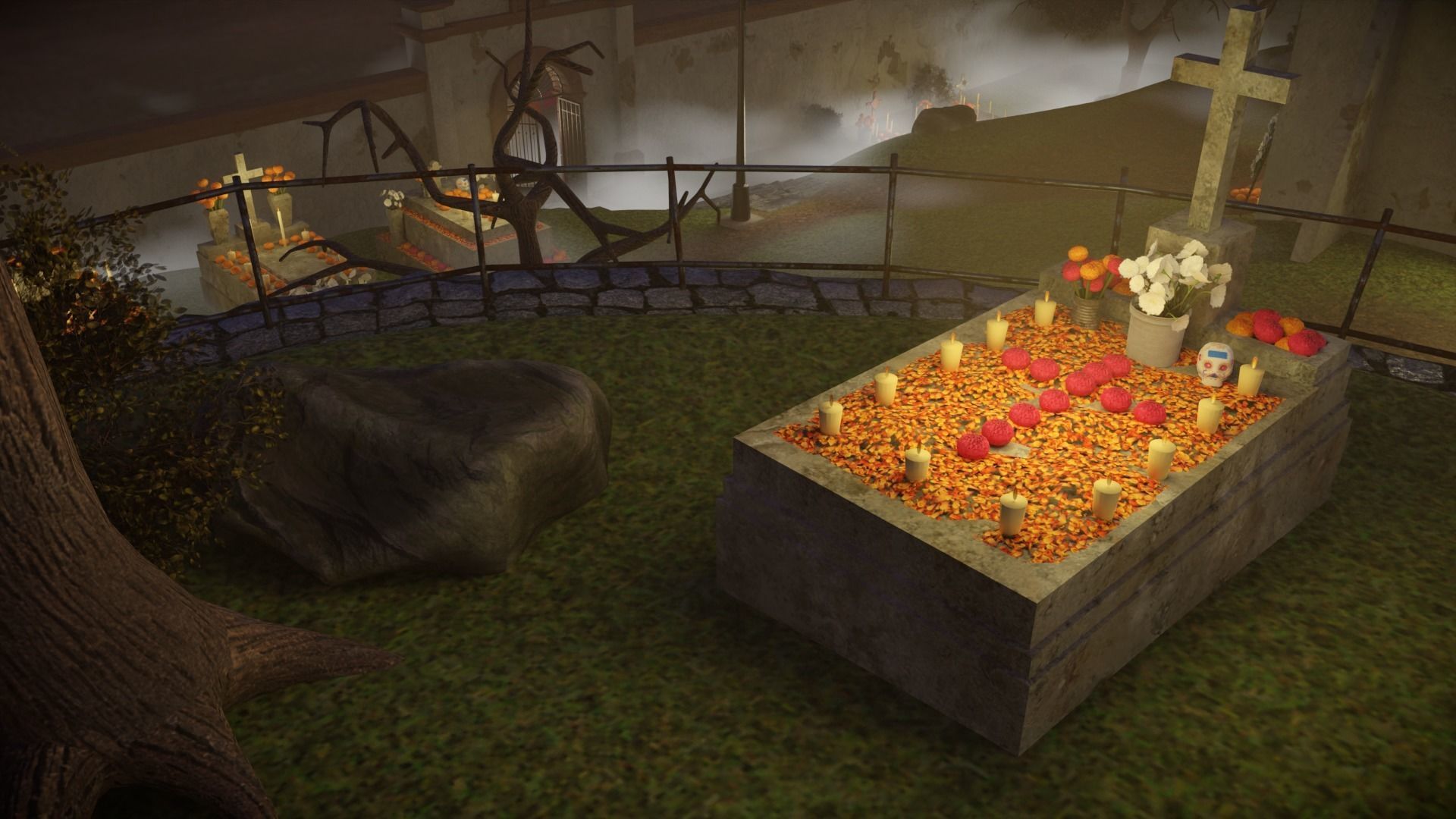 Day of the Dead Graveyard Low-poly 3D model_6