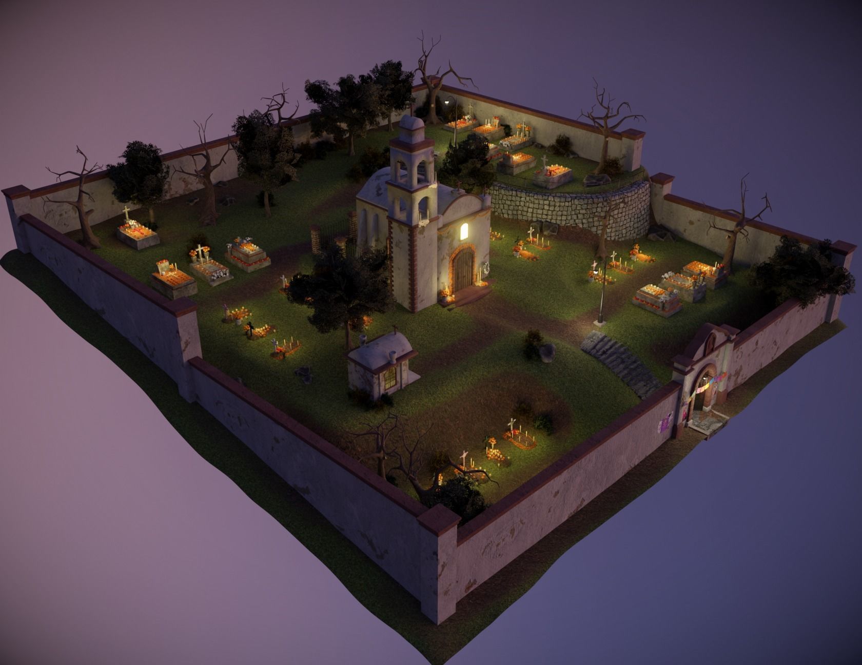 Day of the Dead Graveyard Low-poly 3D model_8