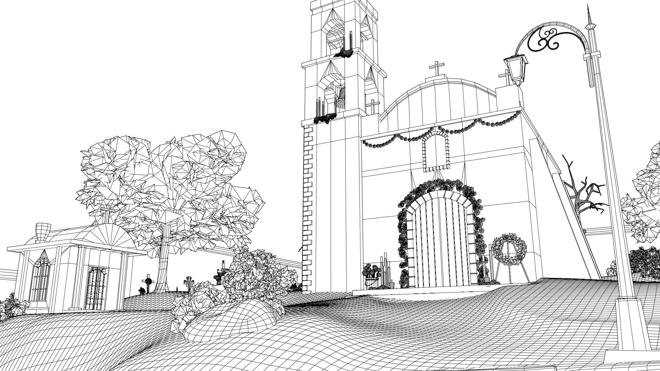 Day of the Dead Graveyard Low-poly 3D model_15