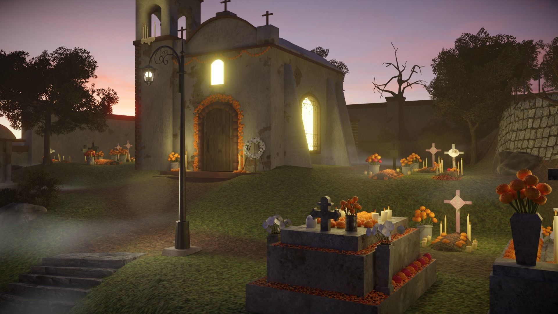 Day of the Dead Graveyard Low-poly 3D model_5