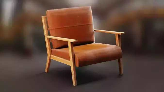 Leather Armchair with Wooden Frame