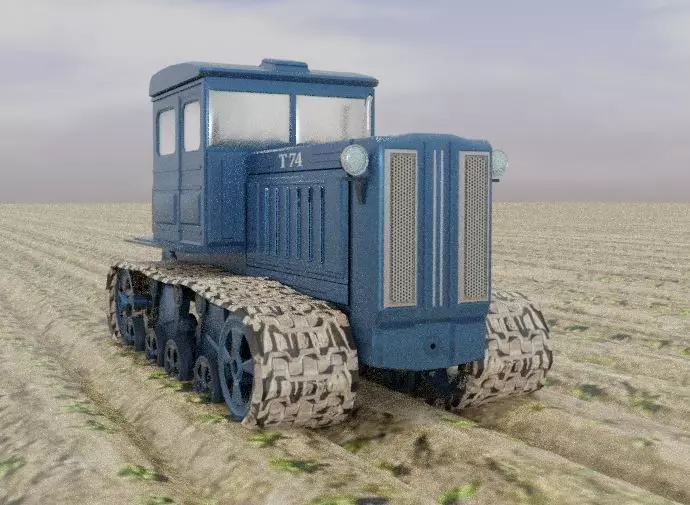 T74 Tractor Low-poly 3D model