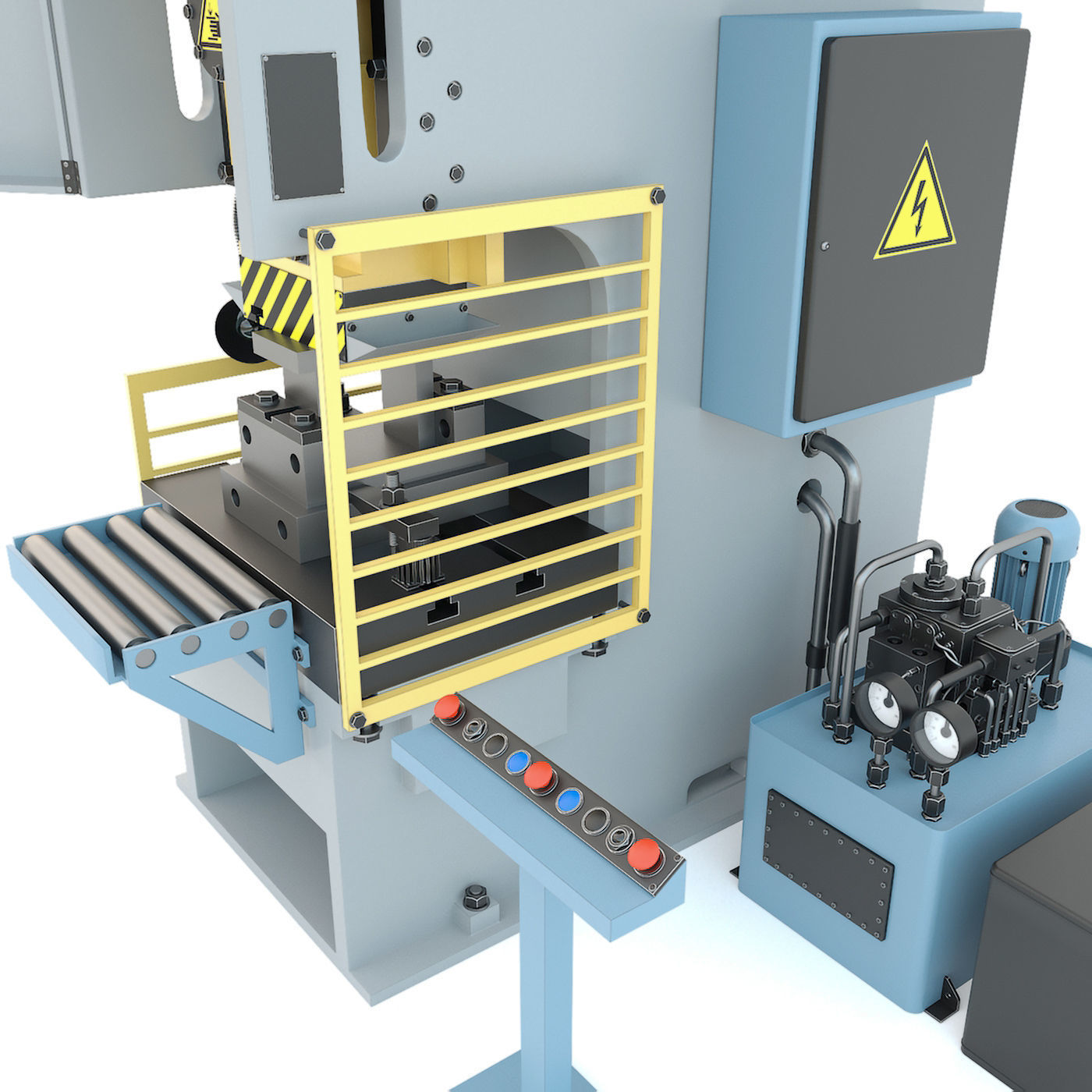 Industrial mechanical press-stamping machine tool KV2132 3D model_9