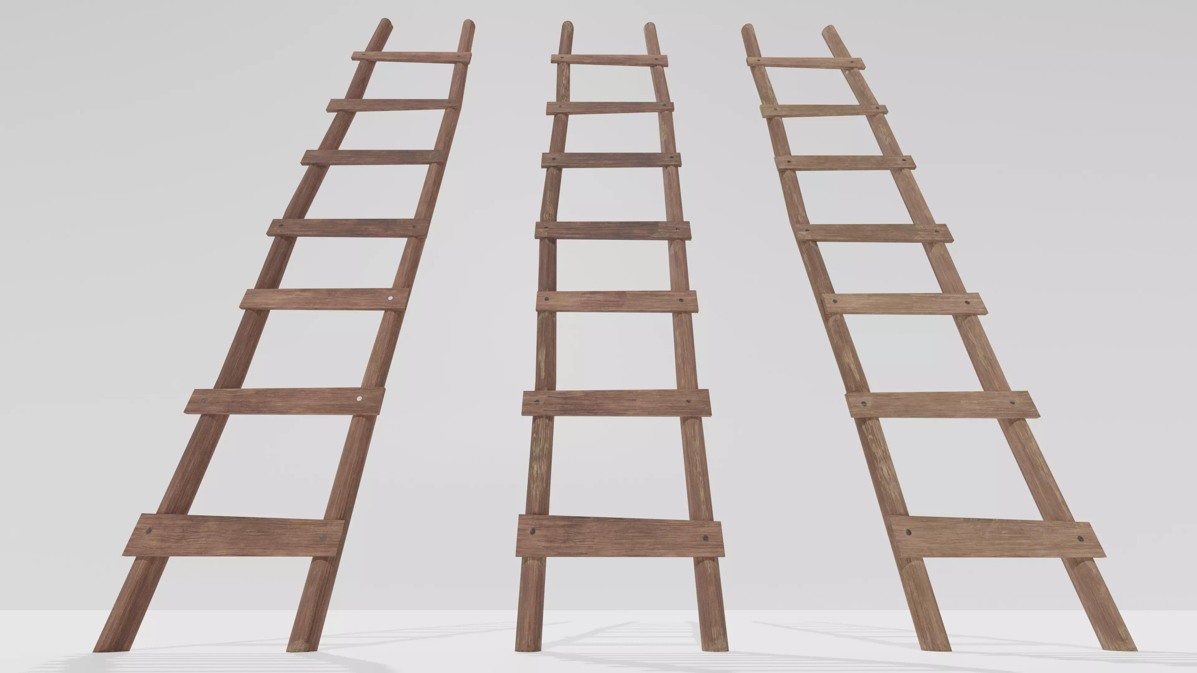 Wooden Ladder 2 and Variations Low-poly 3D model