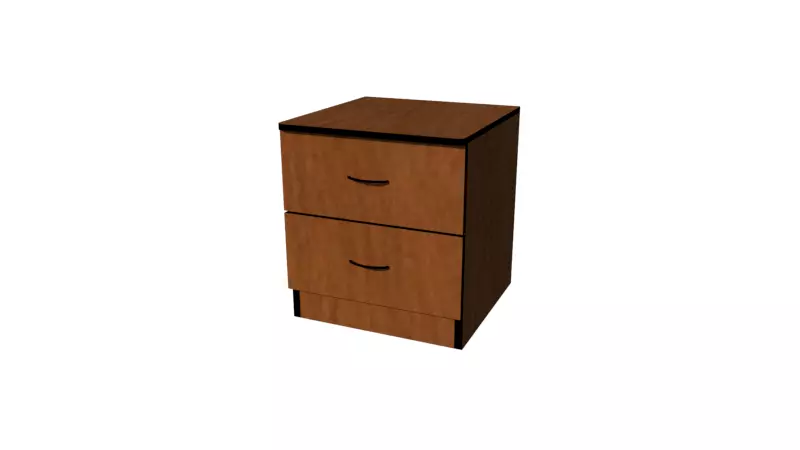 Nightstand wooden cabinet with two drawers Low-poly 3D model_0