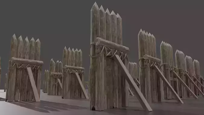 Wooden Palisade Pack JFG V2  Low-poly 3D model