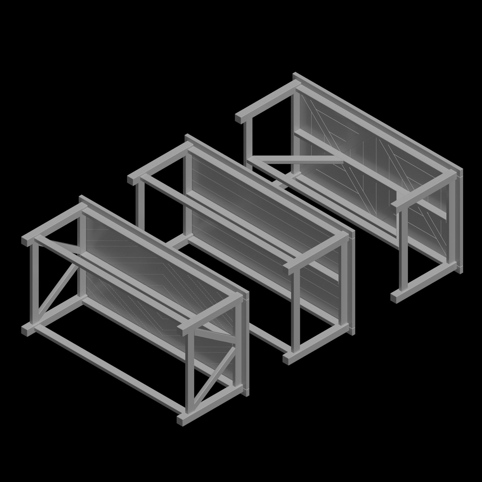 FURNITURE SET of Vintage Tables Low-poly 3D model_19