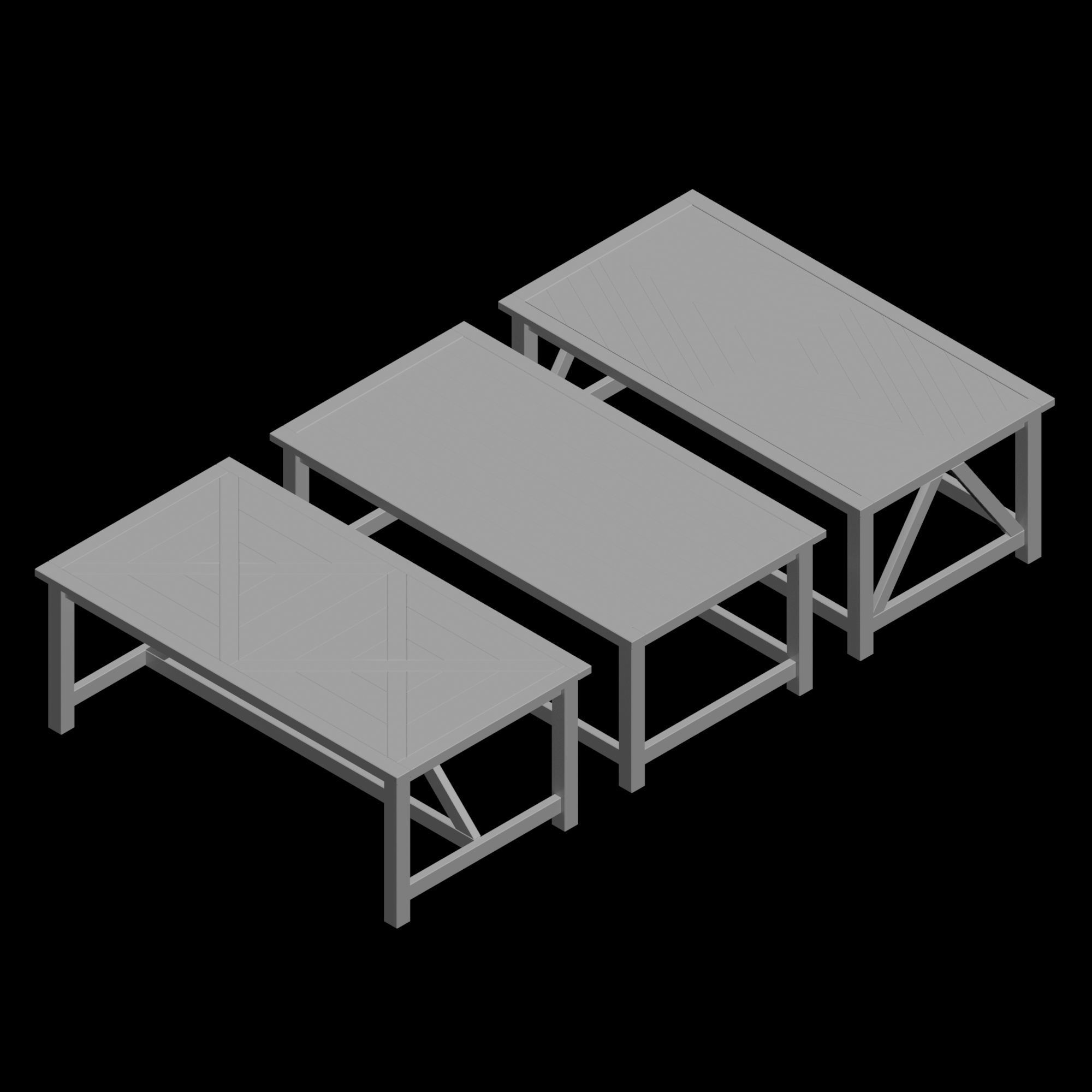 FURNITURE SET of Vintage Tables Low-poly 3D model_18