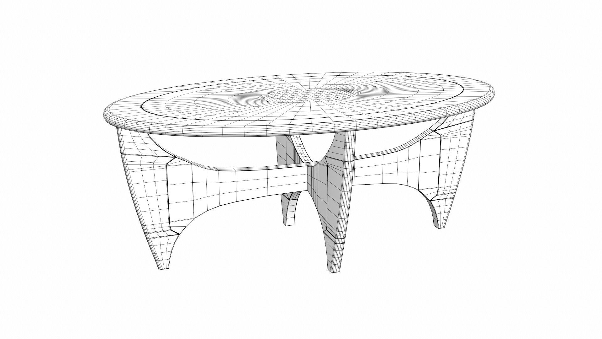 Carnes solid wood coffee-Table walnut finish Low-poly 3D model_7