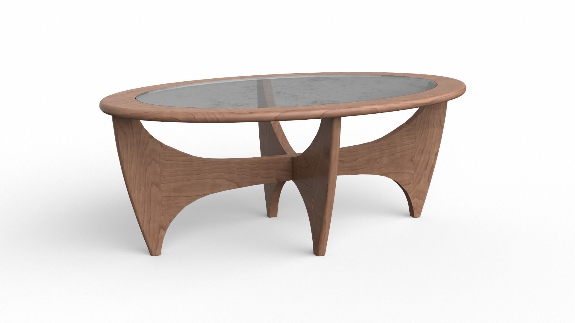 Carnes solid wood coffee-Table walnut finish Low-poly 3D model_2