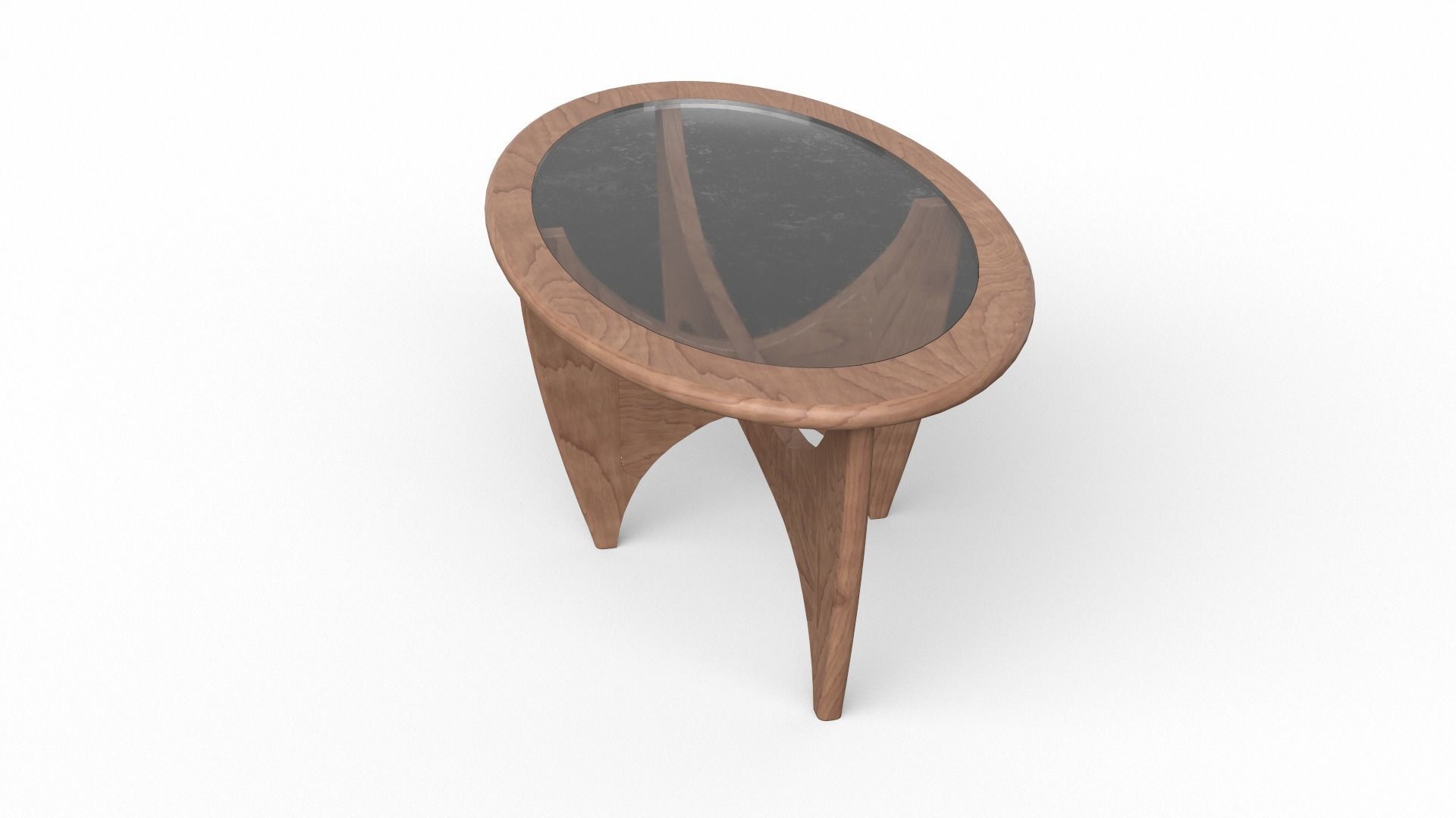 Carnes solid wood coffee-Table walnut finish Low-poly 3D model_5