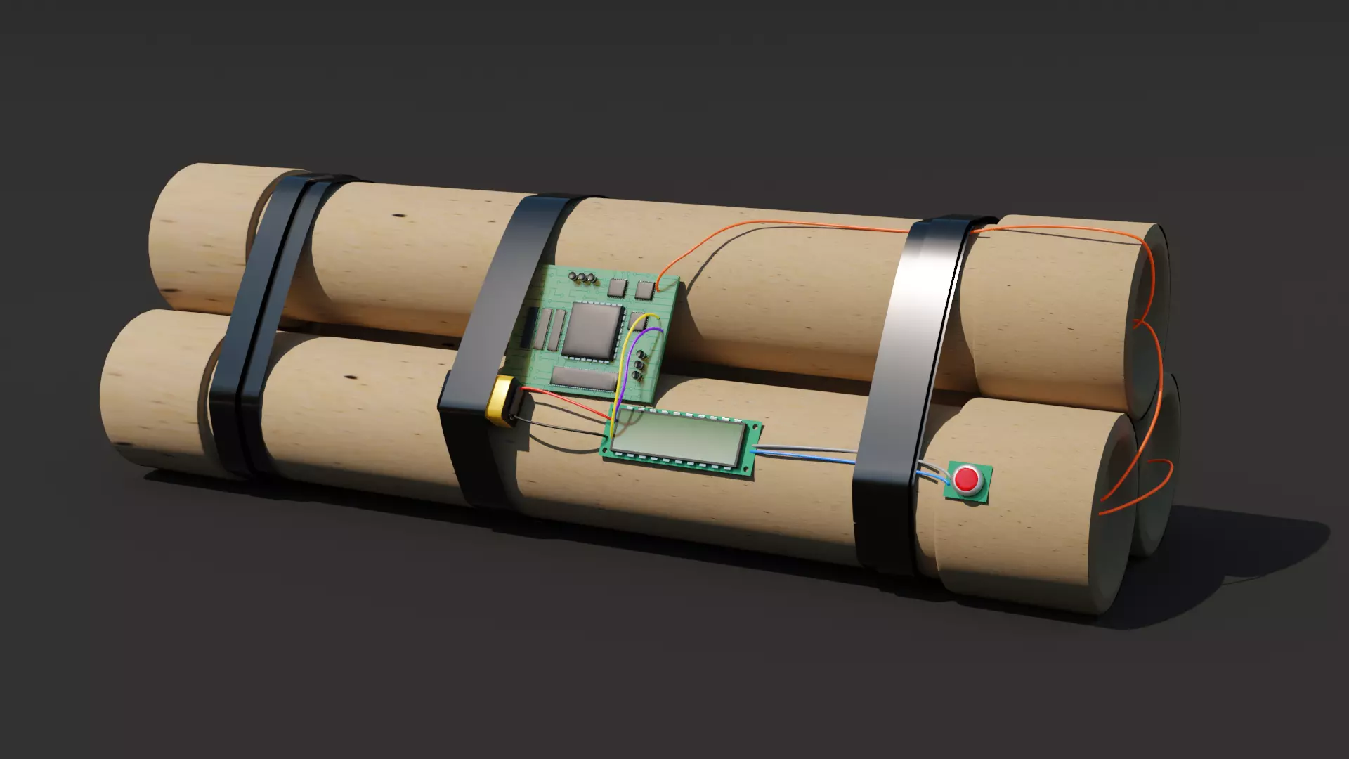 Bomb clock PipeBomb 3D Model Low Poly Free low-poly 3D model