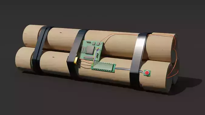 Bomb clock PipeBomb 3D Model Low Poly Free low-poly 3D model