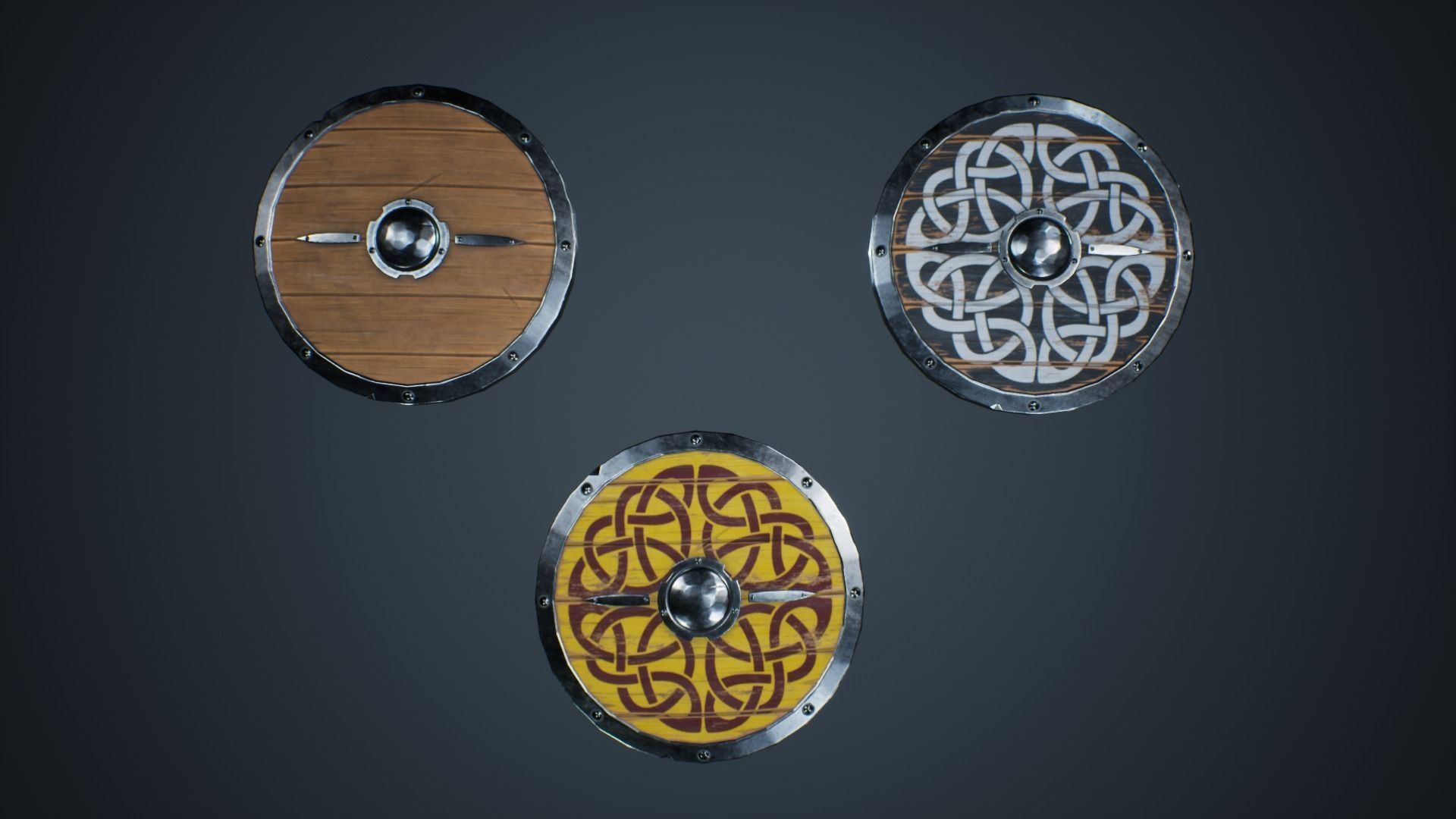 Viking Weapons - Curved Shield IV Low-poly 3D model_2