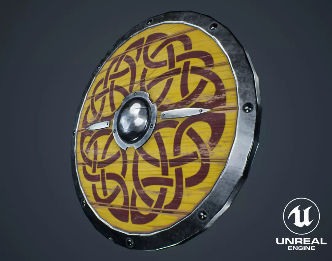 Viking Weapons - Curved Shield IV Low-poly 3D model_0
