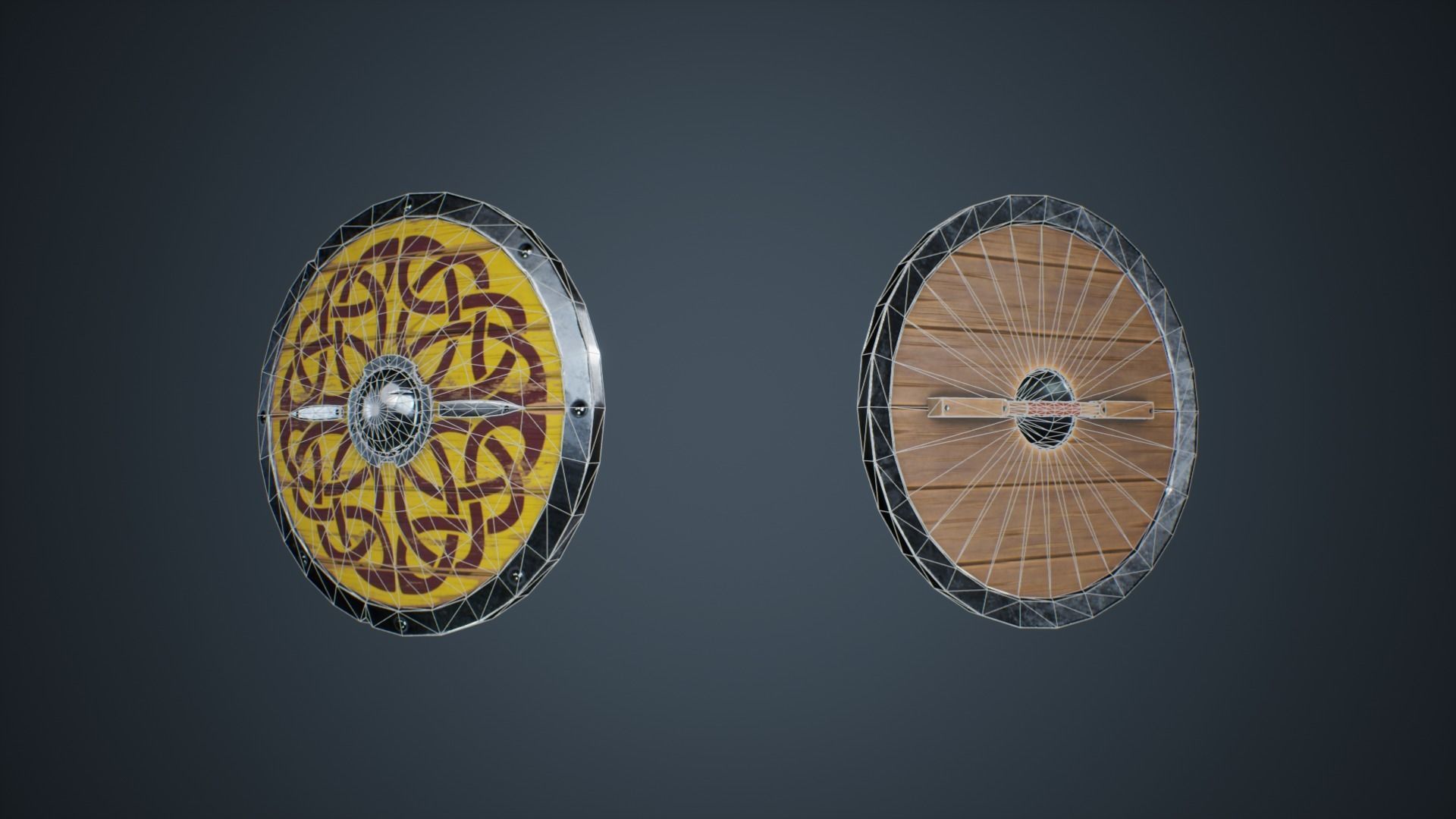 Viking Weapons - Curved Shield IV Low-poly 3D model_4