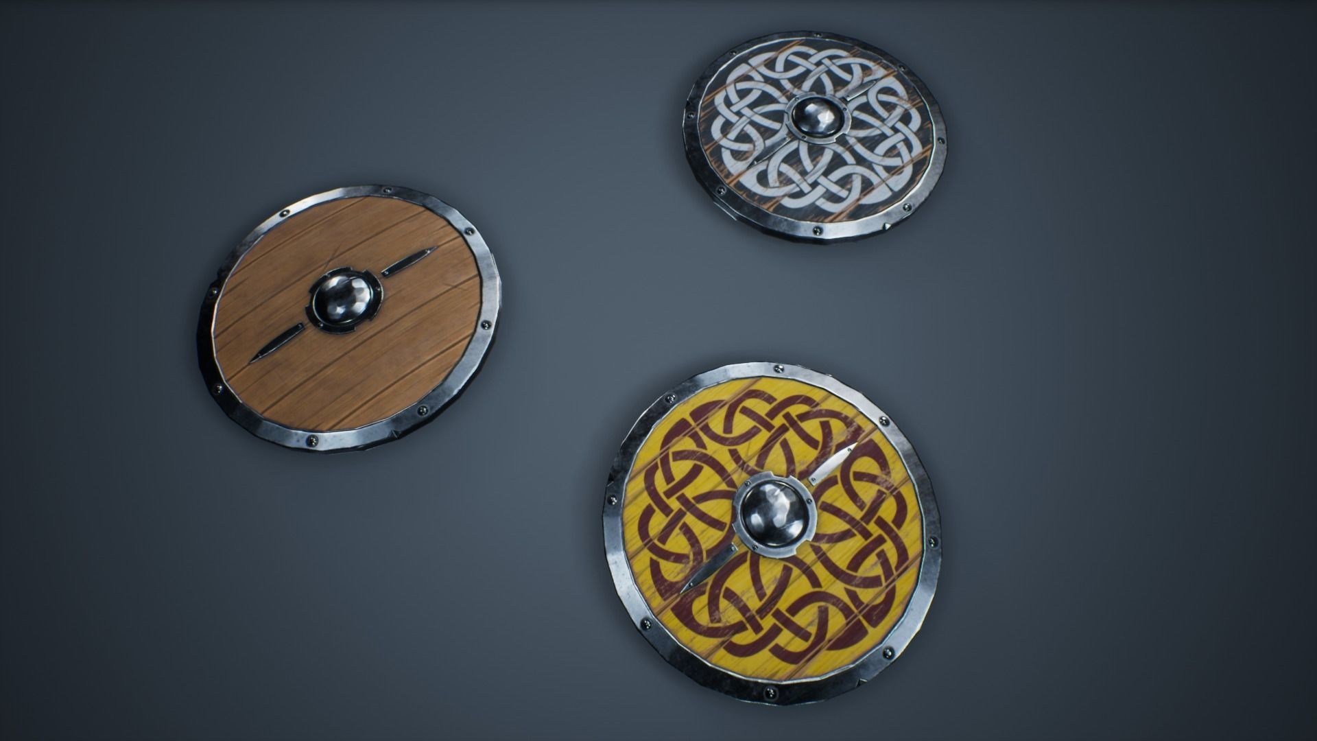 Viking Weapons - Curved Shield IV Low-poly 3D model_5