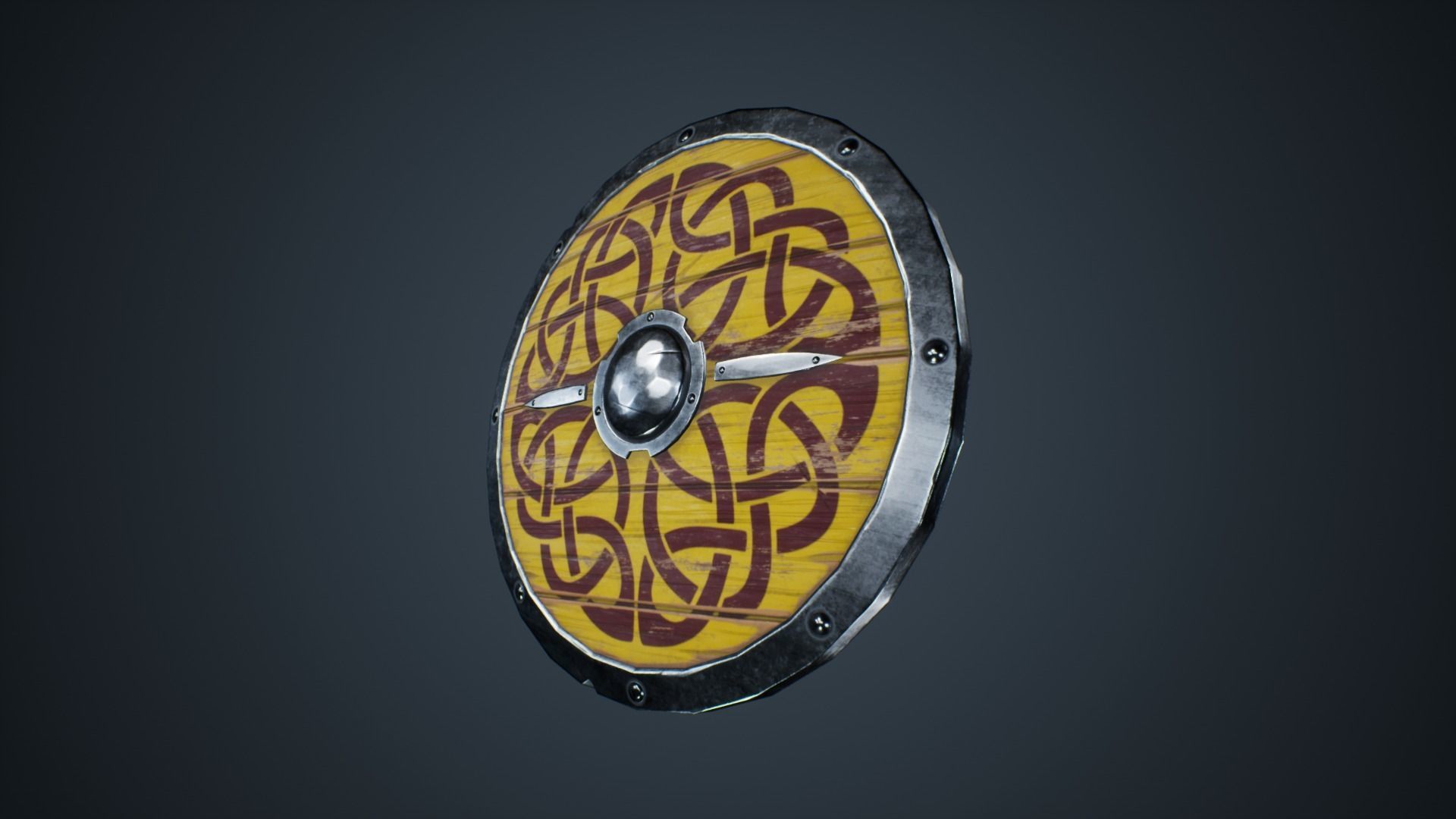 Viking Weapons - Curved Shield IV Low-poly 3D model_1