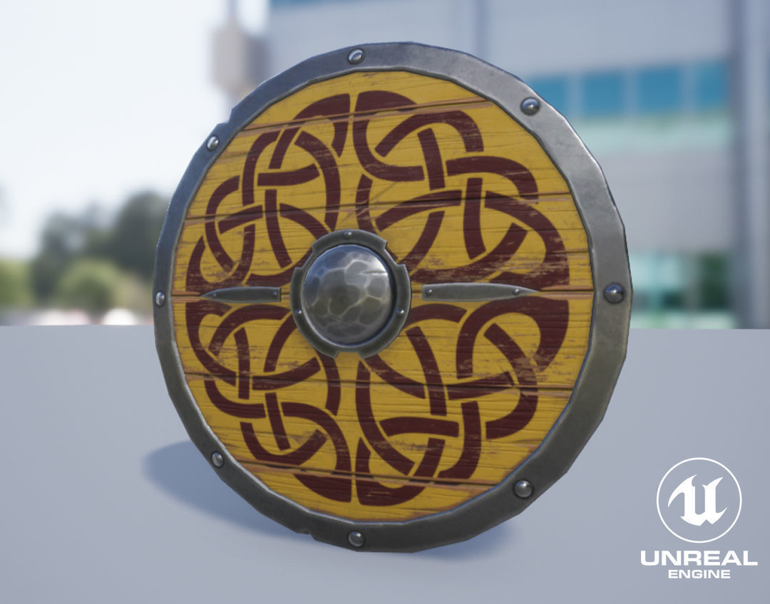Viking Weapons - Curved Shield IV Low-poly 3D model_7