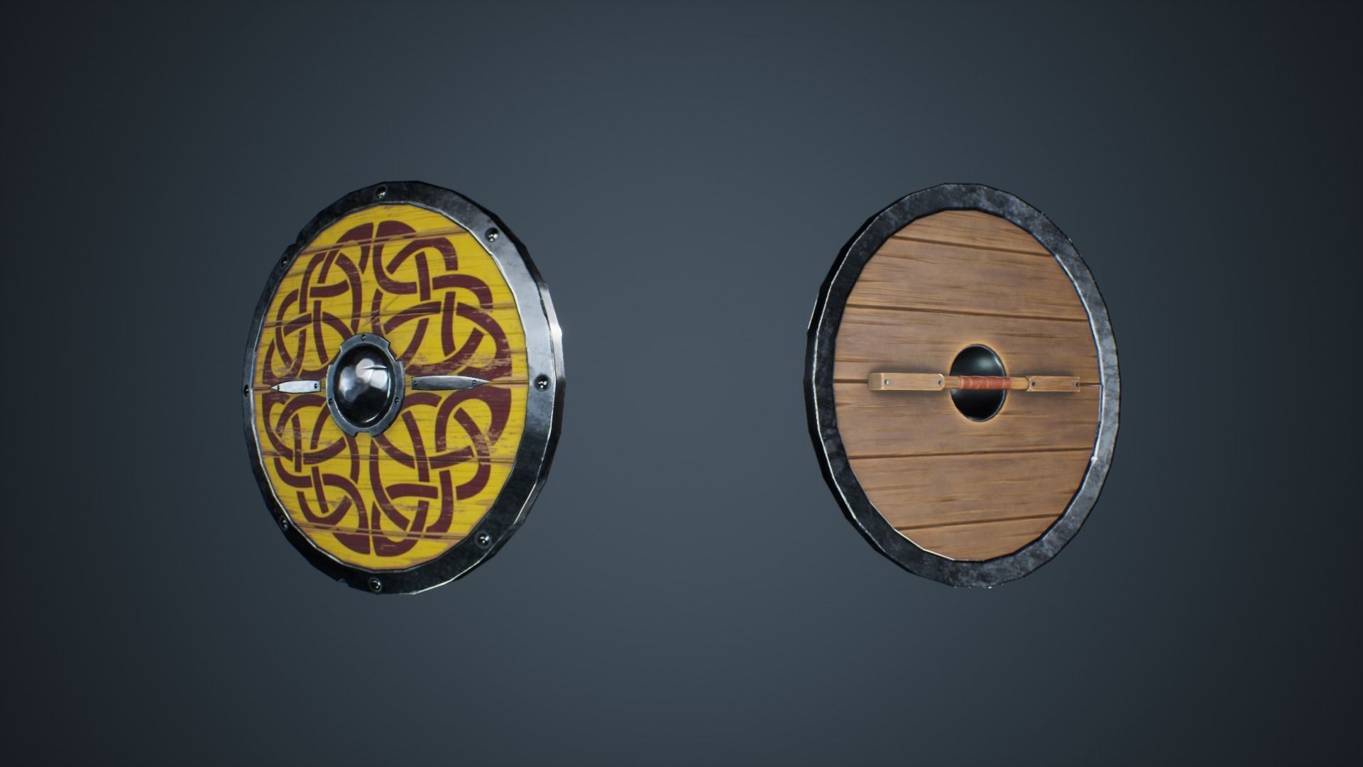 Viking Weapons - Curved Shield IV Low-poly 3D model_3