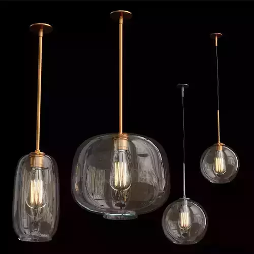 Light set three glass pendant lights hanging Low-poly 3D model