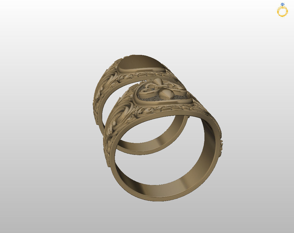 Royal lily ring Heraldic 3D print model_39