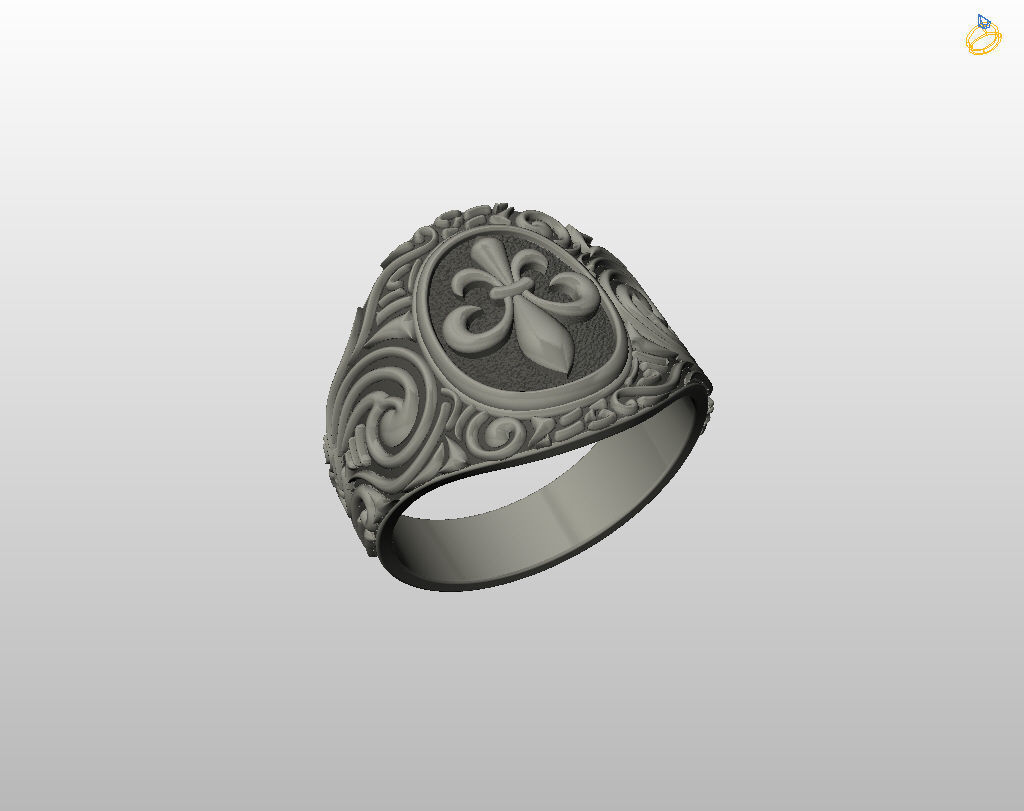 Royal lily ring Heraldic 3D print model_20