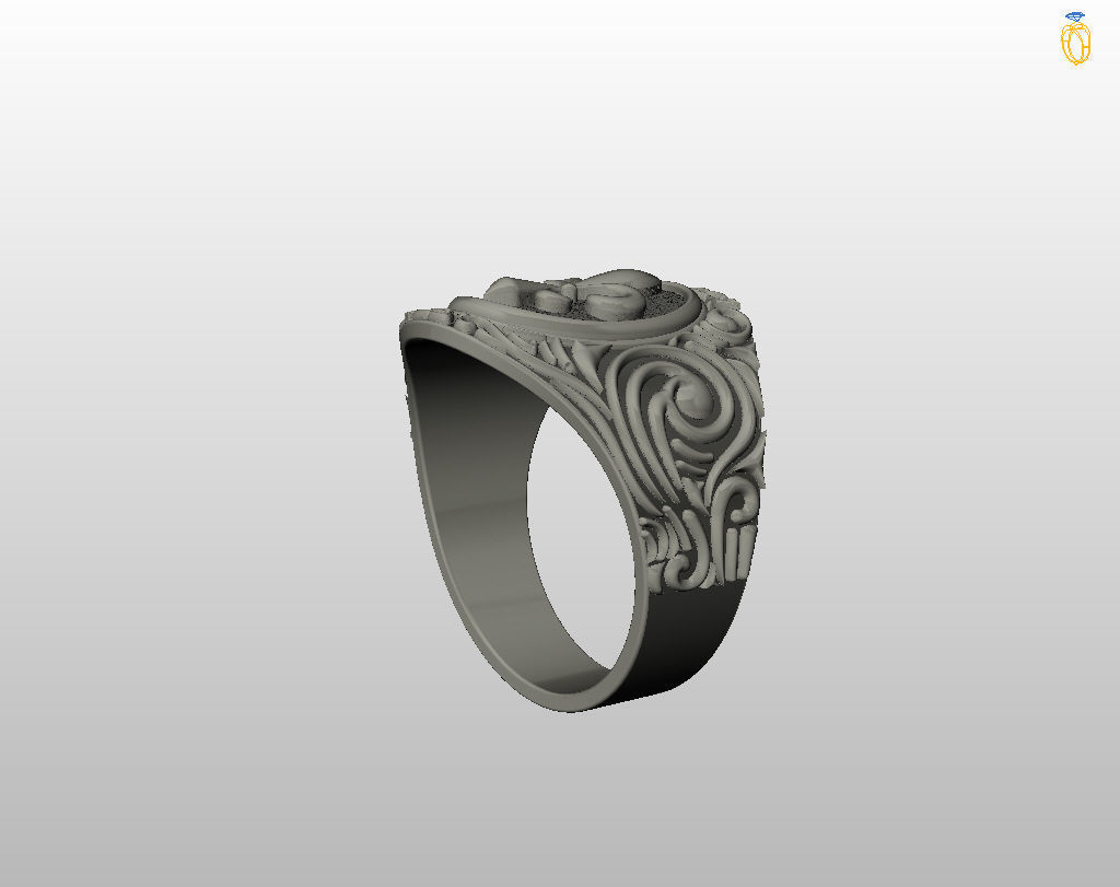 Royal lily ring Heraldic 3D print model_44