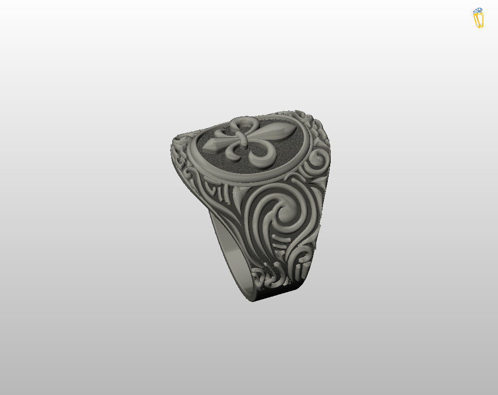 Royal lily ring Heraldic 3D print model_14