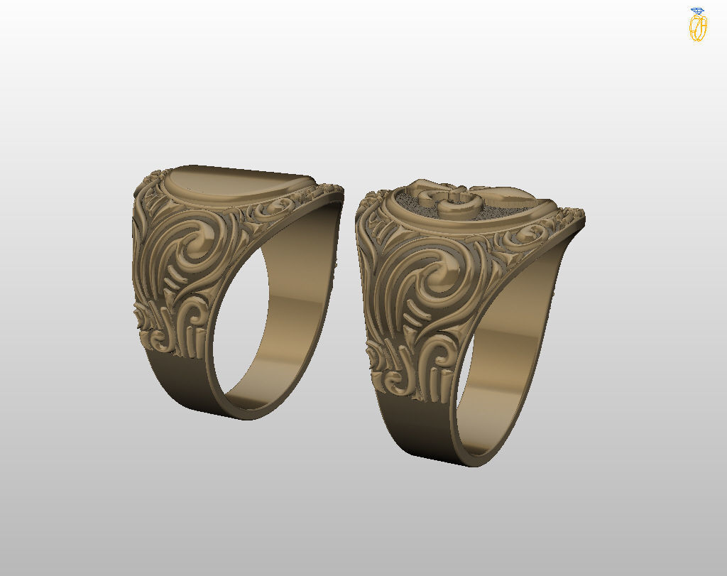 Royal lily ring Heraldic 3D print model_27