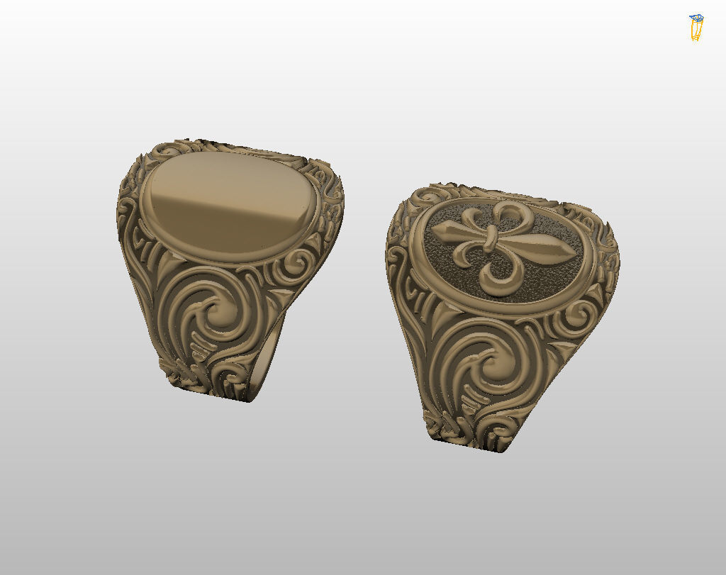 Royal lily ring Heraldic 3D print model_5
