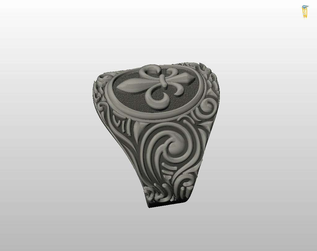 Royal lily ring Heraldic 3D print model_28