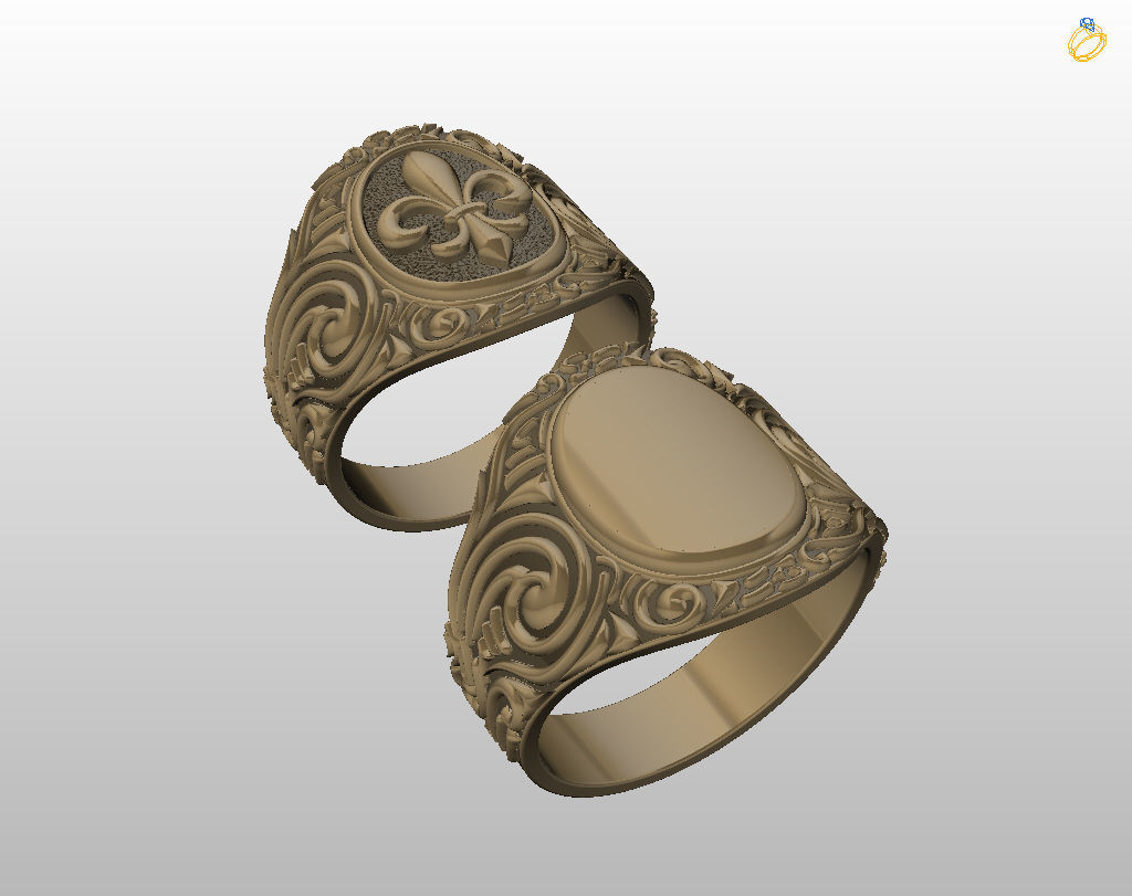 Royal lily ring Heraldic 3D print model_8