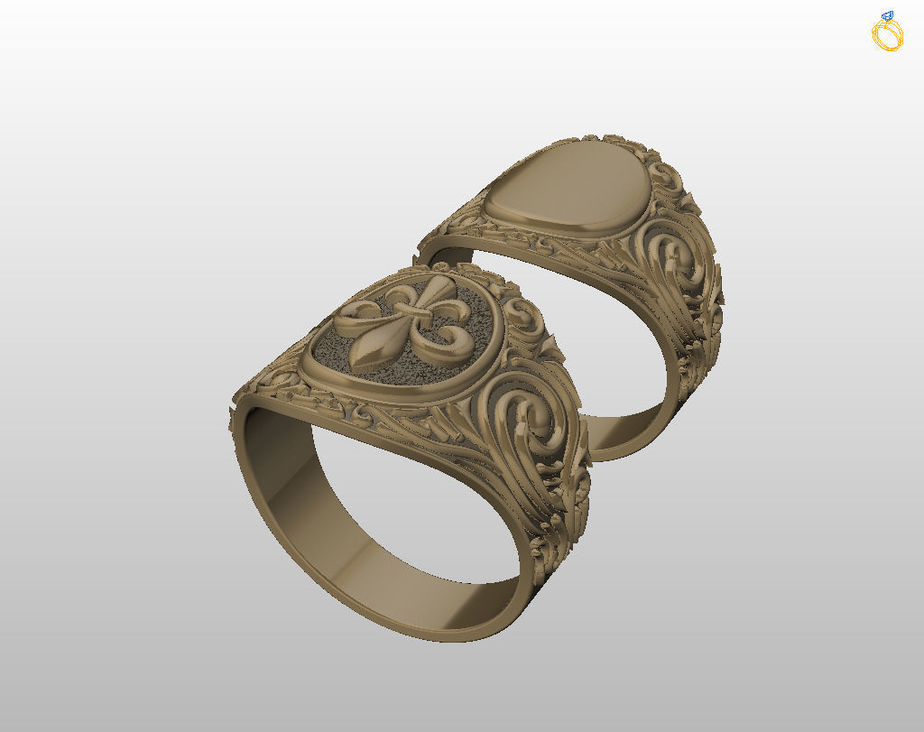 Royal lily ring Heraldic 3D print model_43