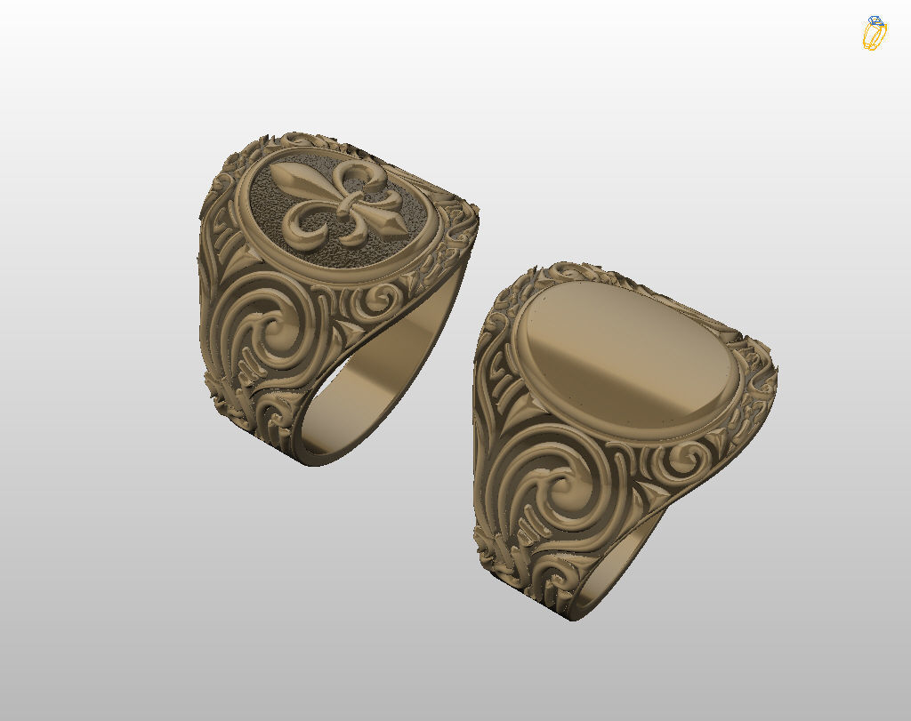 Royal lily ring Heraldic 3D print model_48