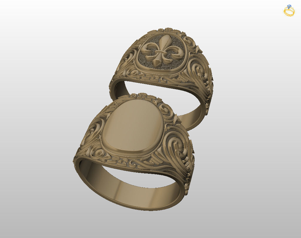 Royal lily ring Heraldic 3D print model_9