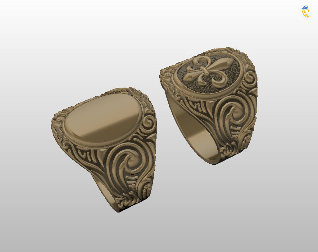 Royal lily ring Heraldic 3D print model_15