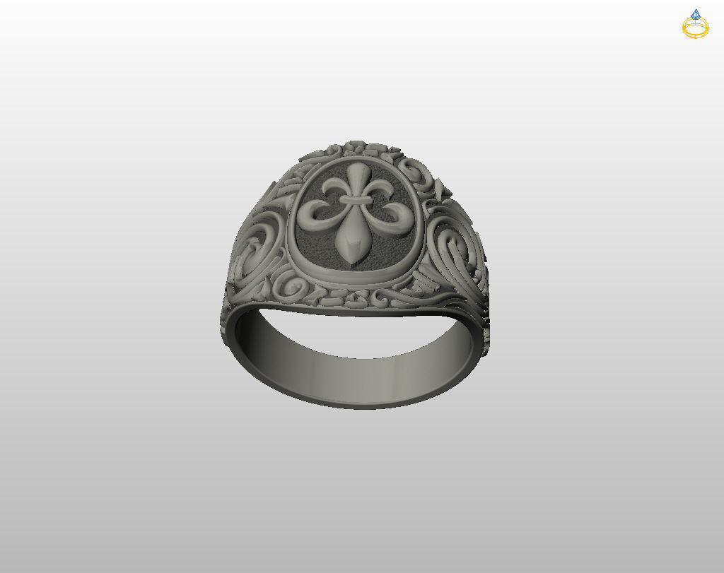 Royal lily ring Heraldic 3D print model_22