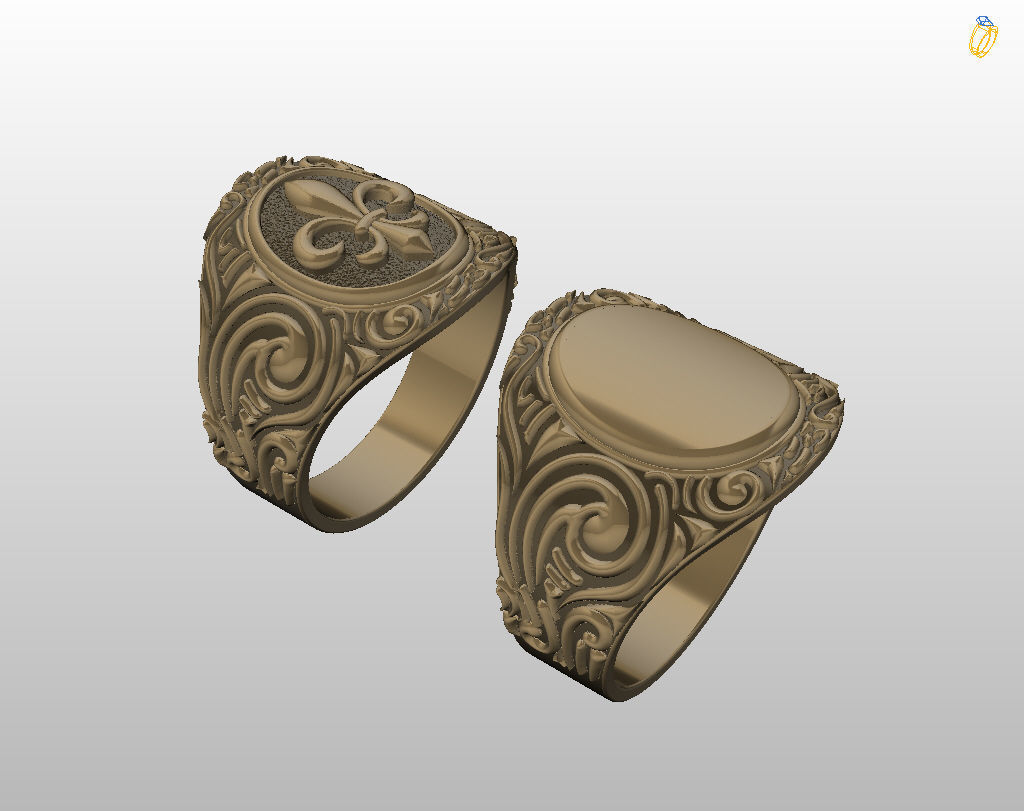 Royal lily ring Heraldic 3D print model_17