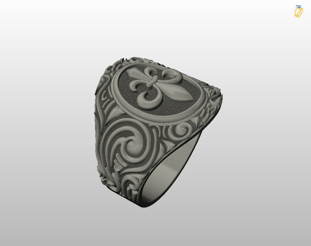 Royal lily ring Heraldic 3D print model_18