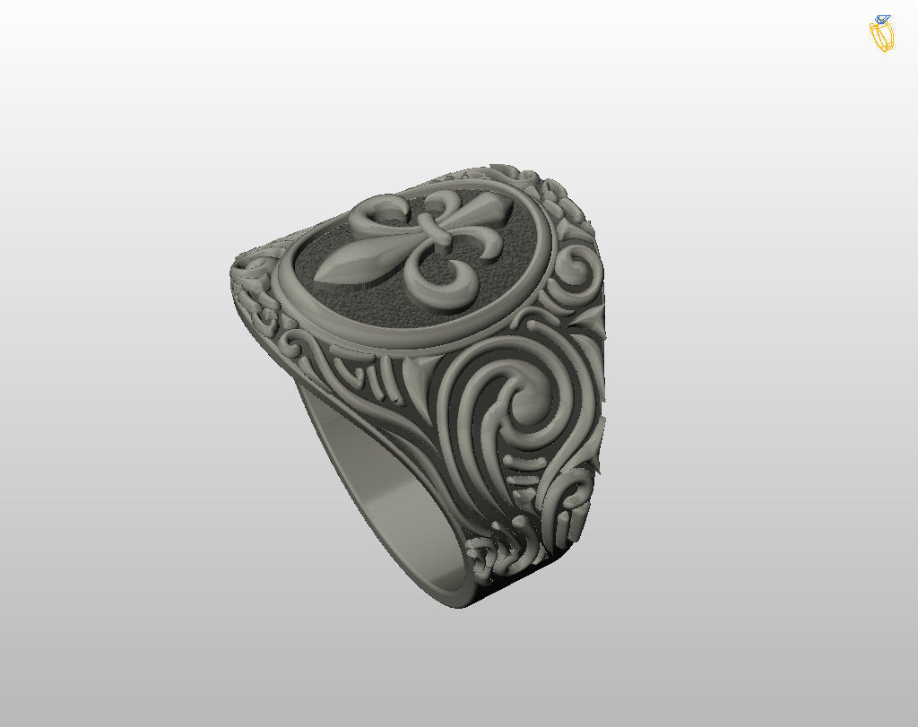 Royal lily ring Heraldic 3D print model_26
