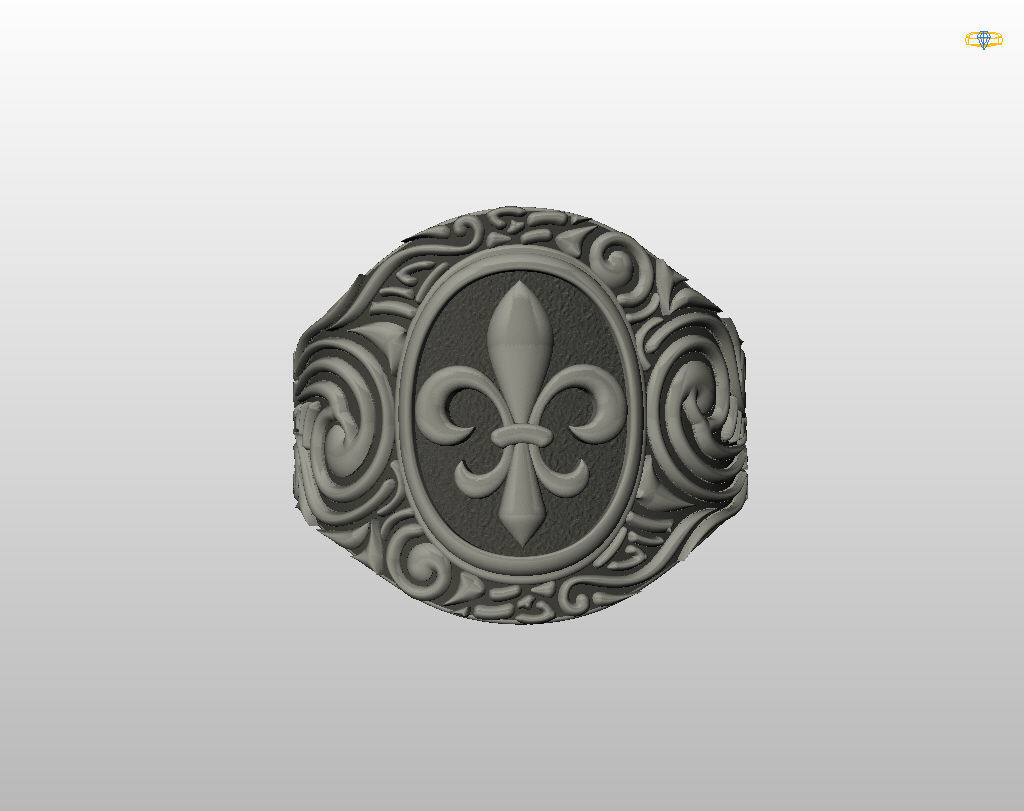 Royal lily ring Heraldic 3D print model_30